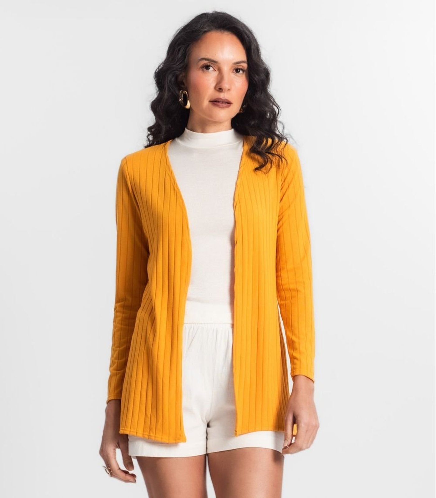 Vista 3 Cardigan Feminino Canelado Infinita Cor roxo INFINITA COR roxo