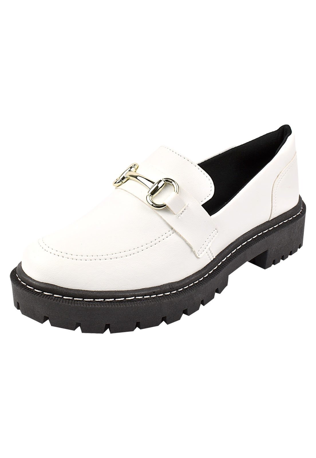 Mocassim Rosa Chic Calçados Sola Plataforma Tratorado Vintage Branco