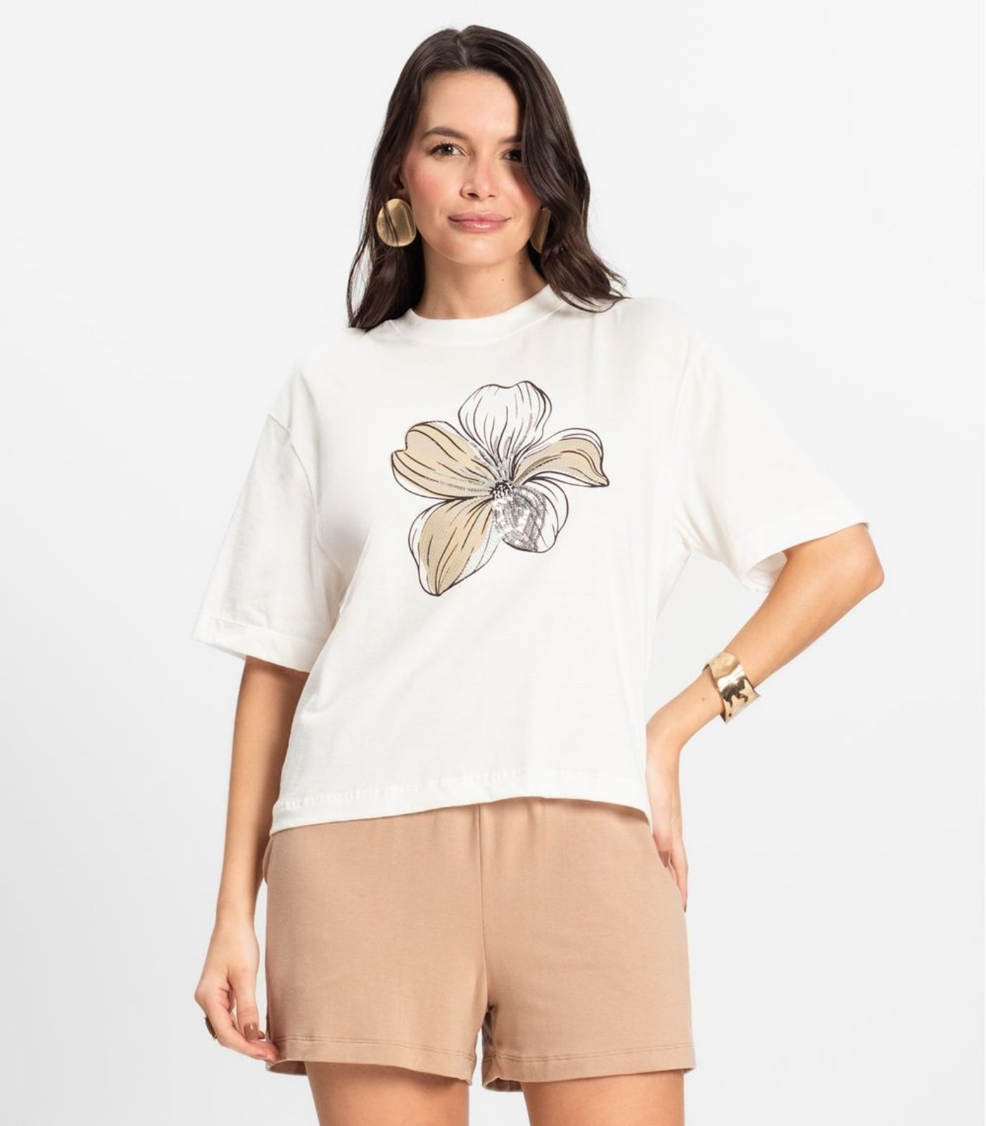 Vista 2 T- Shirt Box Feminina em Meia Malha Rovitex preto Rovitex preto