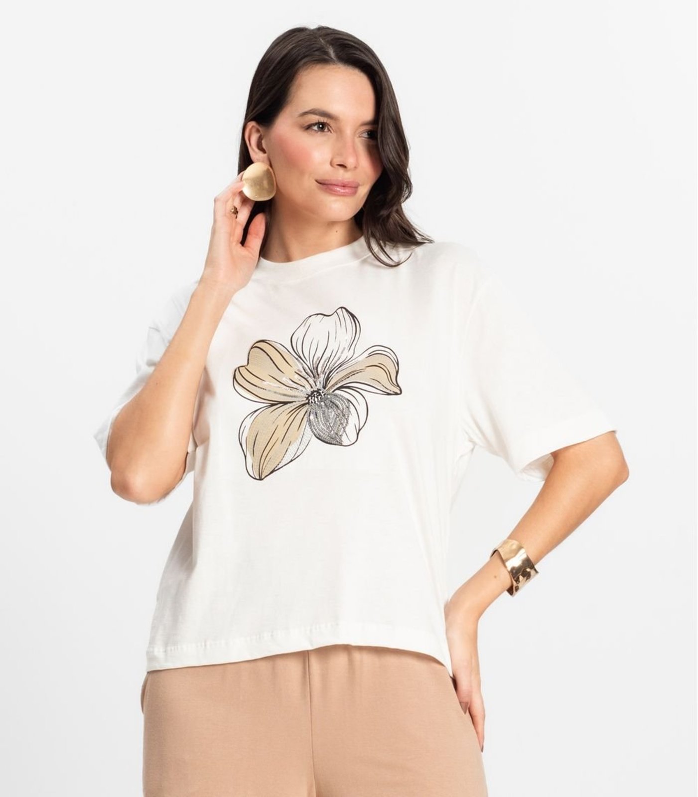 Vista 3 T- Shirt Box Feminina em Meia Malha Rovitex preto Rovitex preto