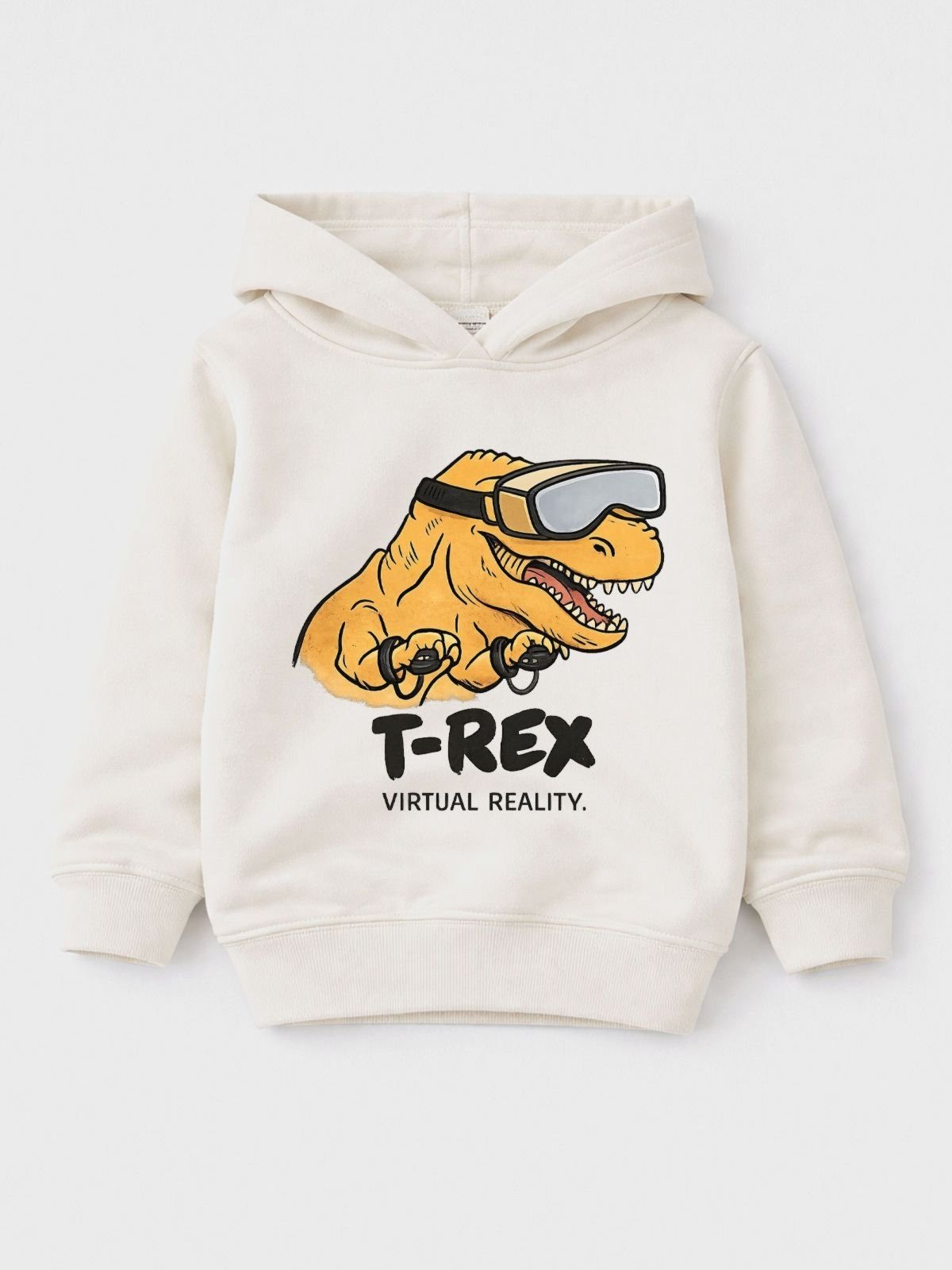 Vista 2 Infantil - Blusão Moletom Peluciado T-Rex - Off White Look Infantil off-white white Look Infantil off-white white