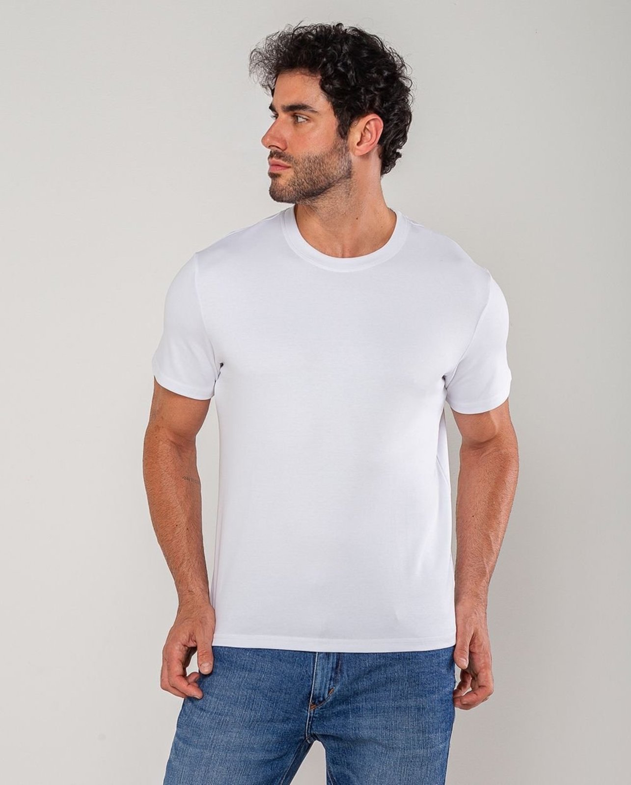 Camiseta Masculina Premium Algodão Peruano 90170 Branco Consciência