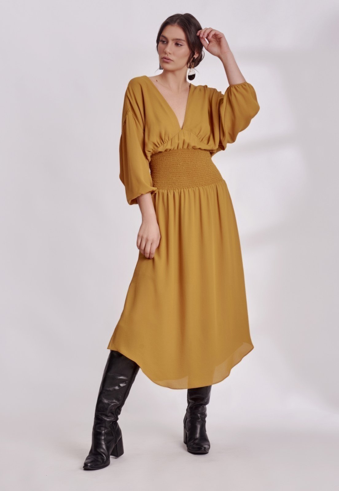 Vestido Crepe Midi
