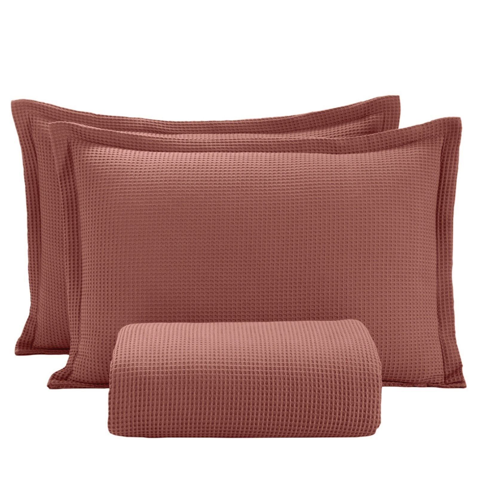 Kit Colcha Queen Piquet Dohler 3 Peças Terracota