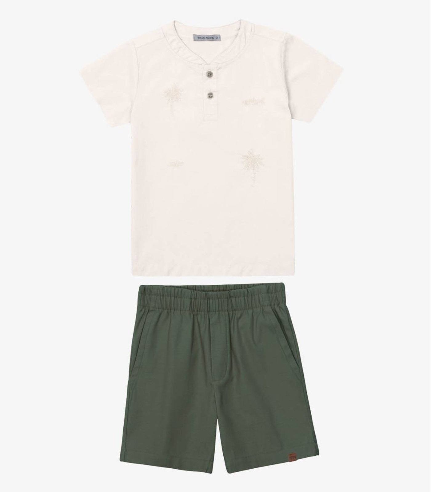 Infantil - Conjunto Verão Menino Camisa E Bermuda Trick Nick Bege