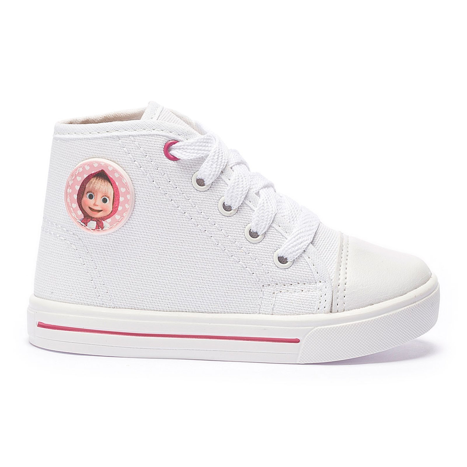 Infantil – Tênis Menina Old Tradicional Personagem Masha Cano Alto Botinha Confortável e Leve Branco