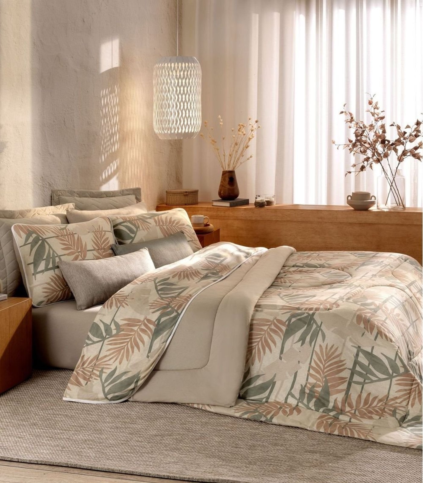 Edredom Queen Estampado Vivaldi Bege