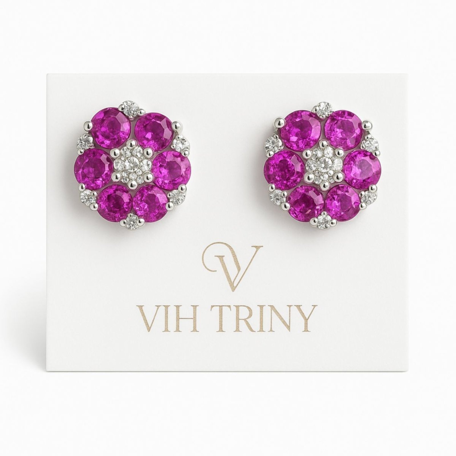 Vista 3 Brinco Vih Triny Prata Feminino Florzinha Roxa roxo Vih Triny roxo