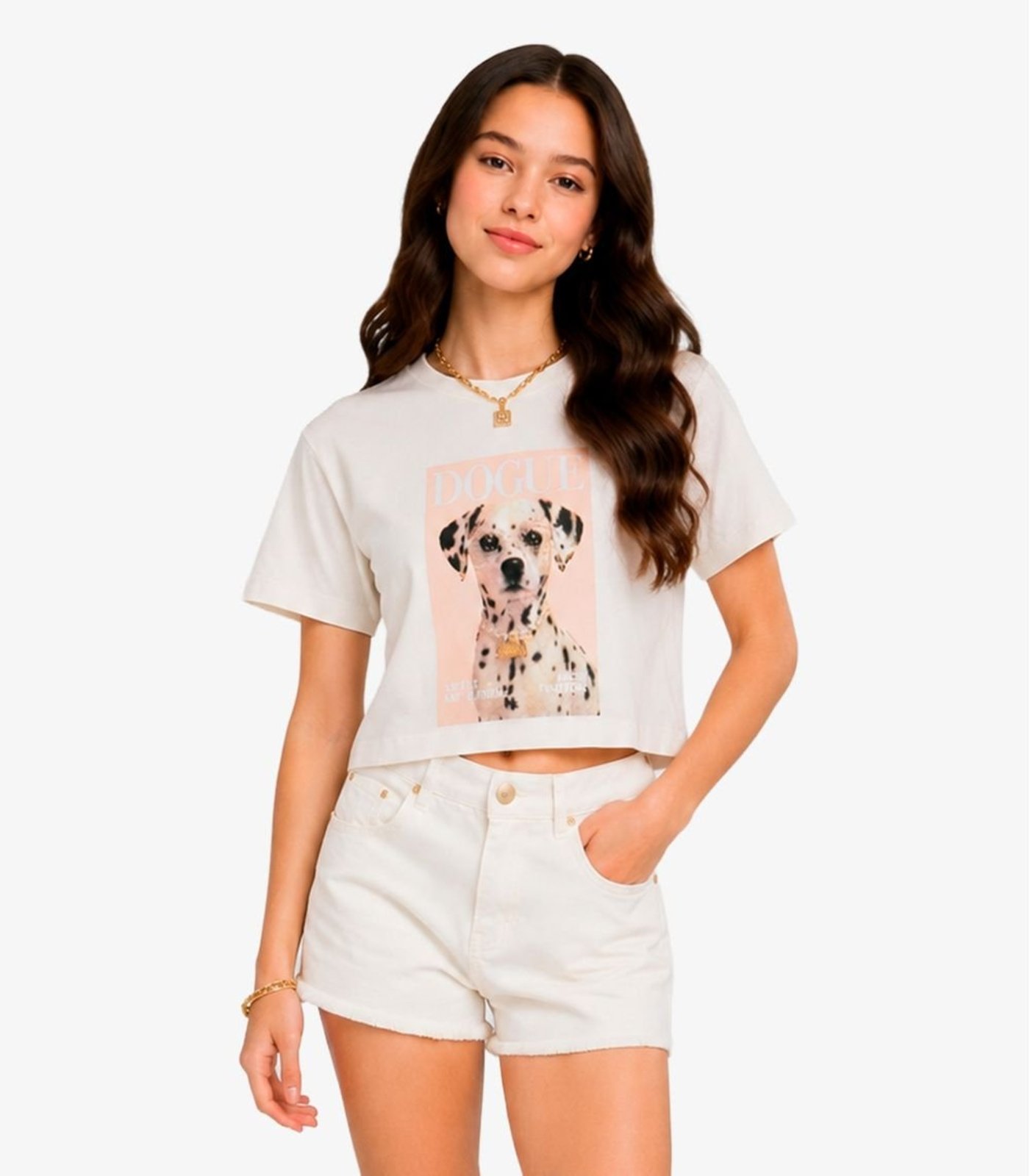 Infantil - T shirt Feminina Com Estampa Em Strass Minty Bege