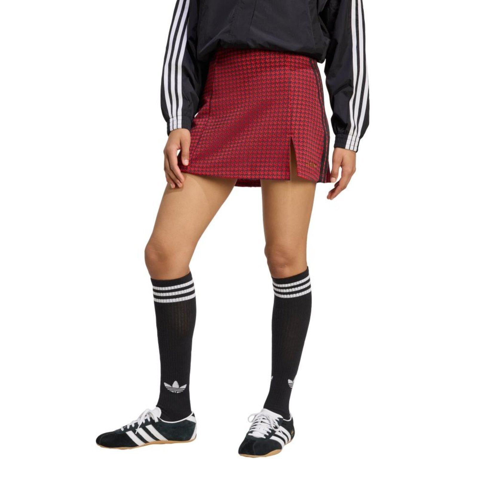 Saia de alfaiataria com xadrez pied-de-poule adidas Originals Vermelho