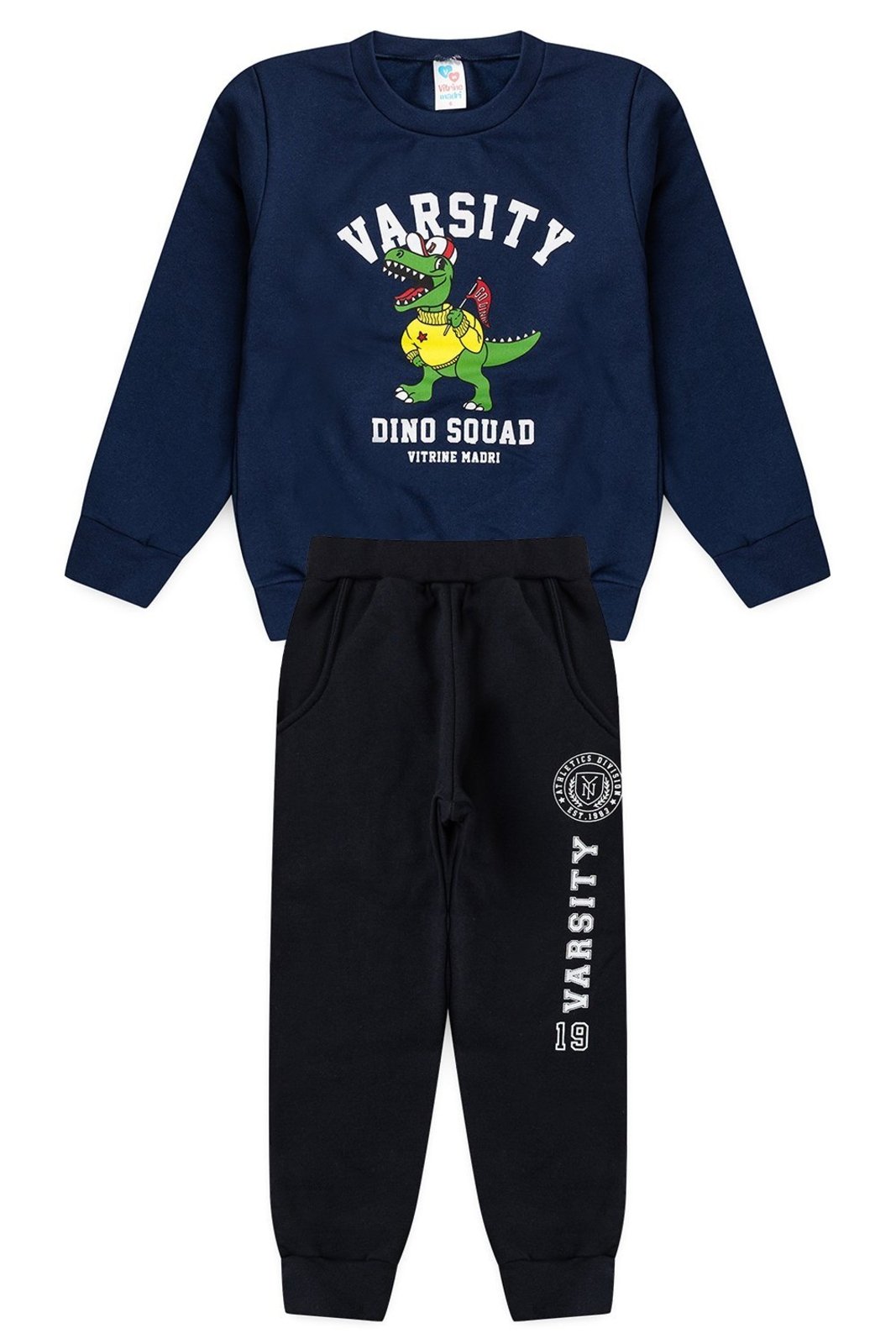 Infantil - Conjunto Moletom Menino c/ Bolso Dino Varsity