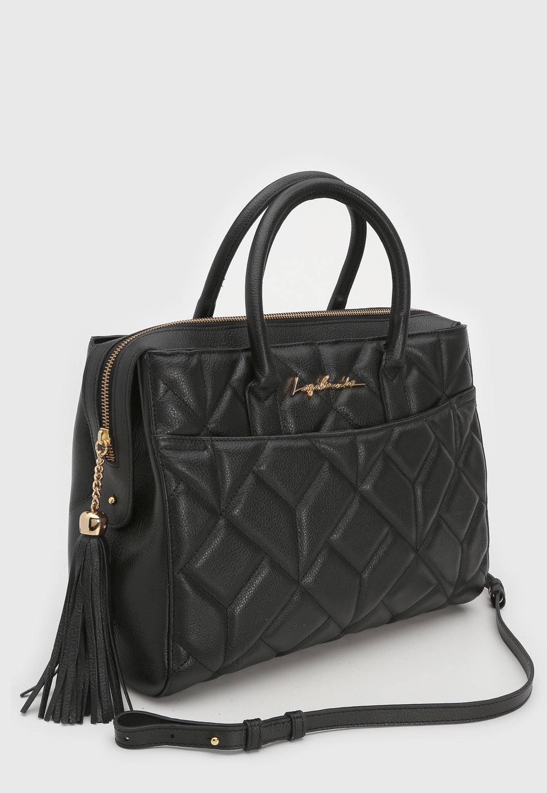 Vista 3 Bolsa Luiza Barcelos Tassel Preta preto preto