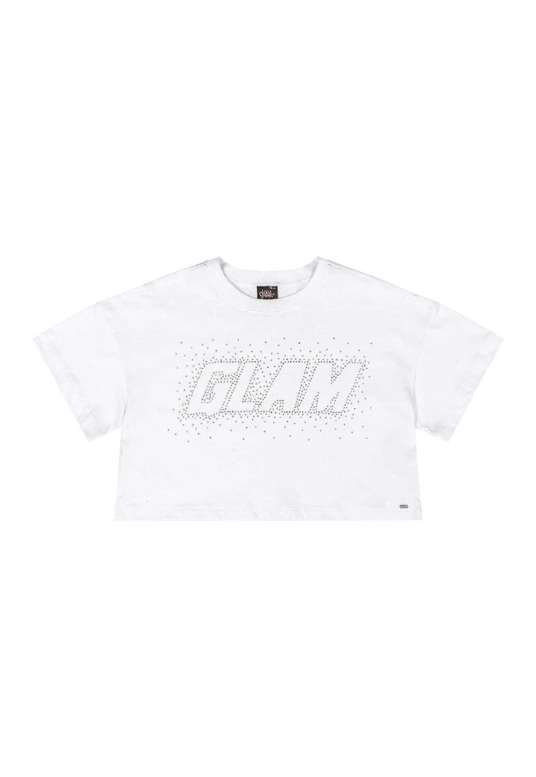 Vista 3 Infantil - Blusa Juvenil com Strass Gloss branco Gloss branco