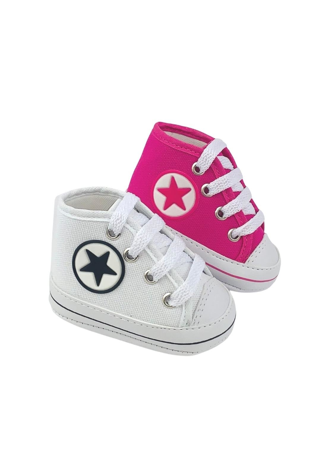Infantil – Kit Com 2 Pares Tênis Sapatinho De Cano Alto Direto Da Fábrica Branco e Pink