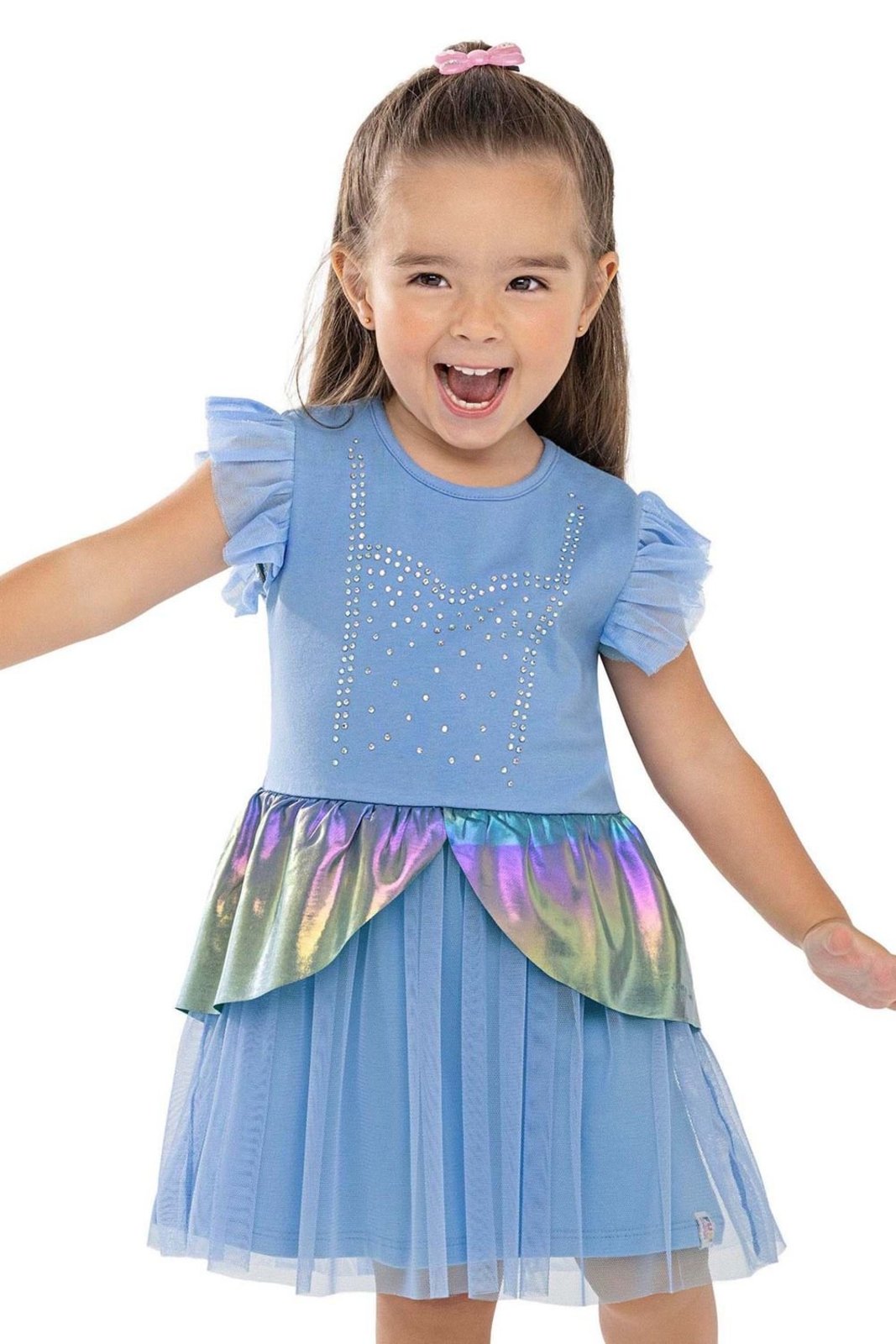 Infantil - Vestido Menina Fantasia Princesa Elian Azul