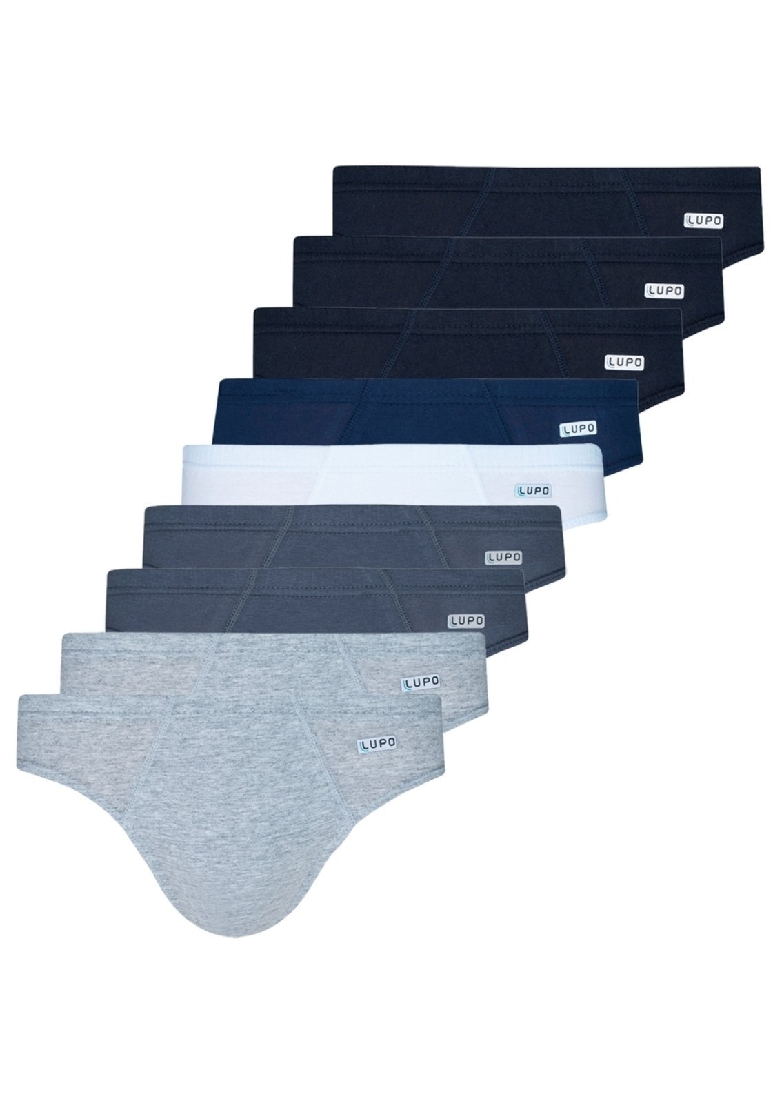 Kit com 9 Cuecas Slip Lupo 515-089 Branco