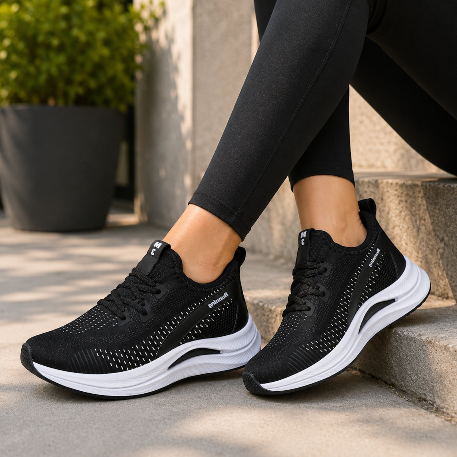Tênis de Caminhada Academia Treino Casual Dia Dia Unissex Confortavel Preto