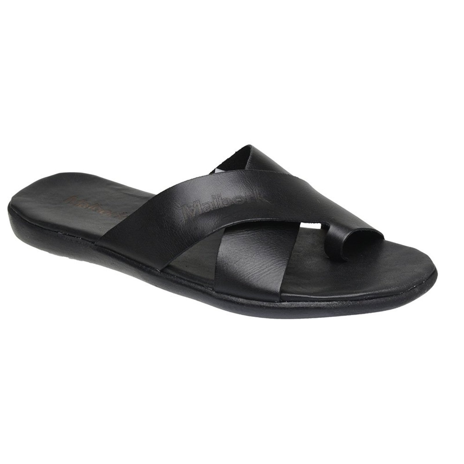 Chinelo De Dedo Malbork Couro Preto Palmilha De Couro 460P