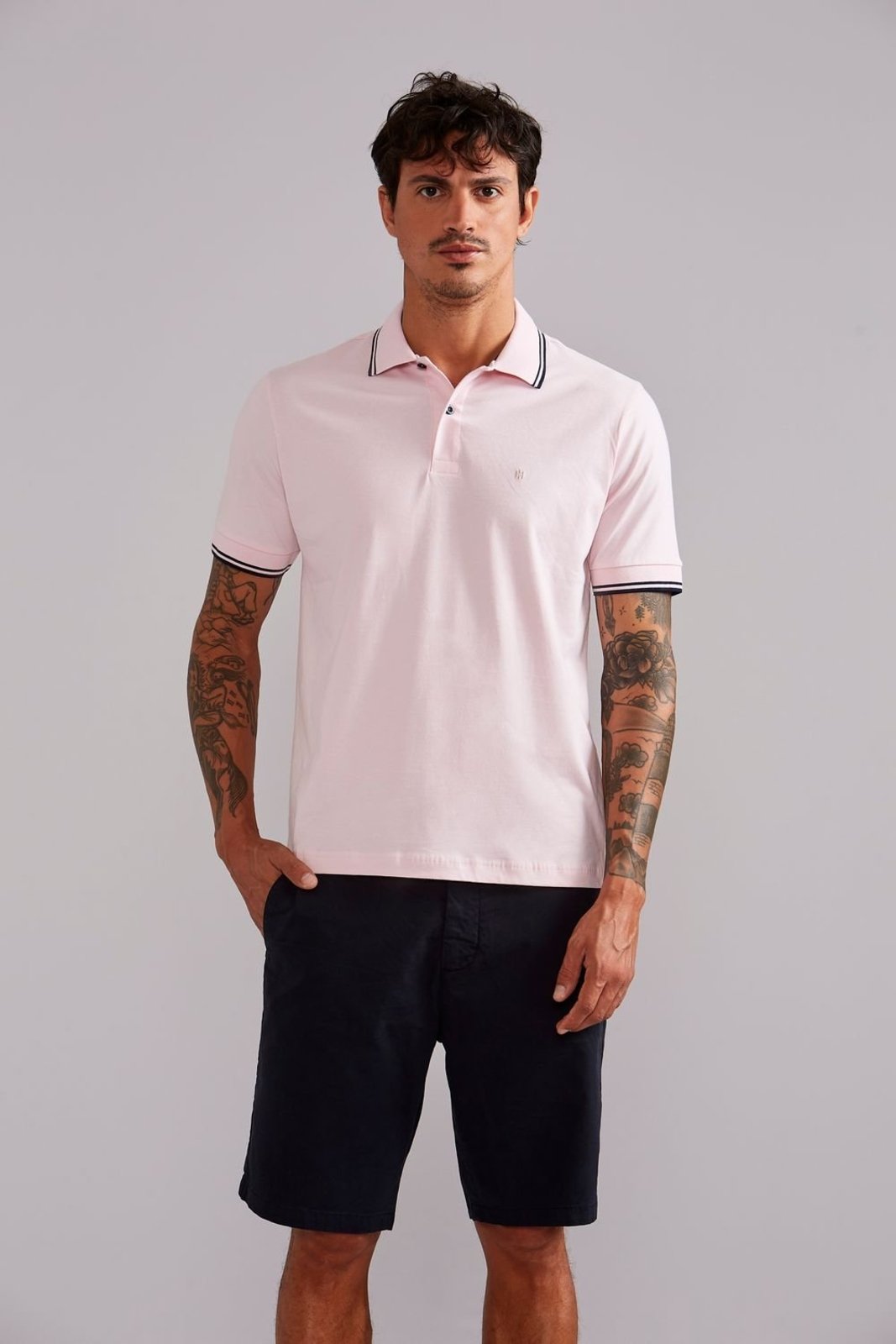 HIGHSTIL Polo Manga Curta Comfort Malha Básica - Rosa