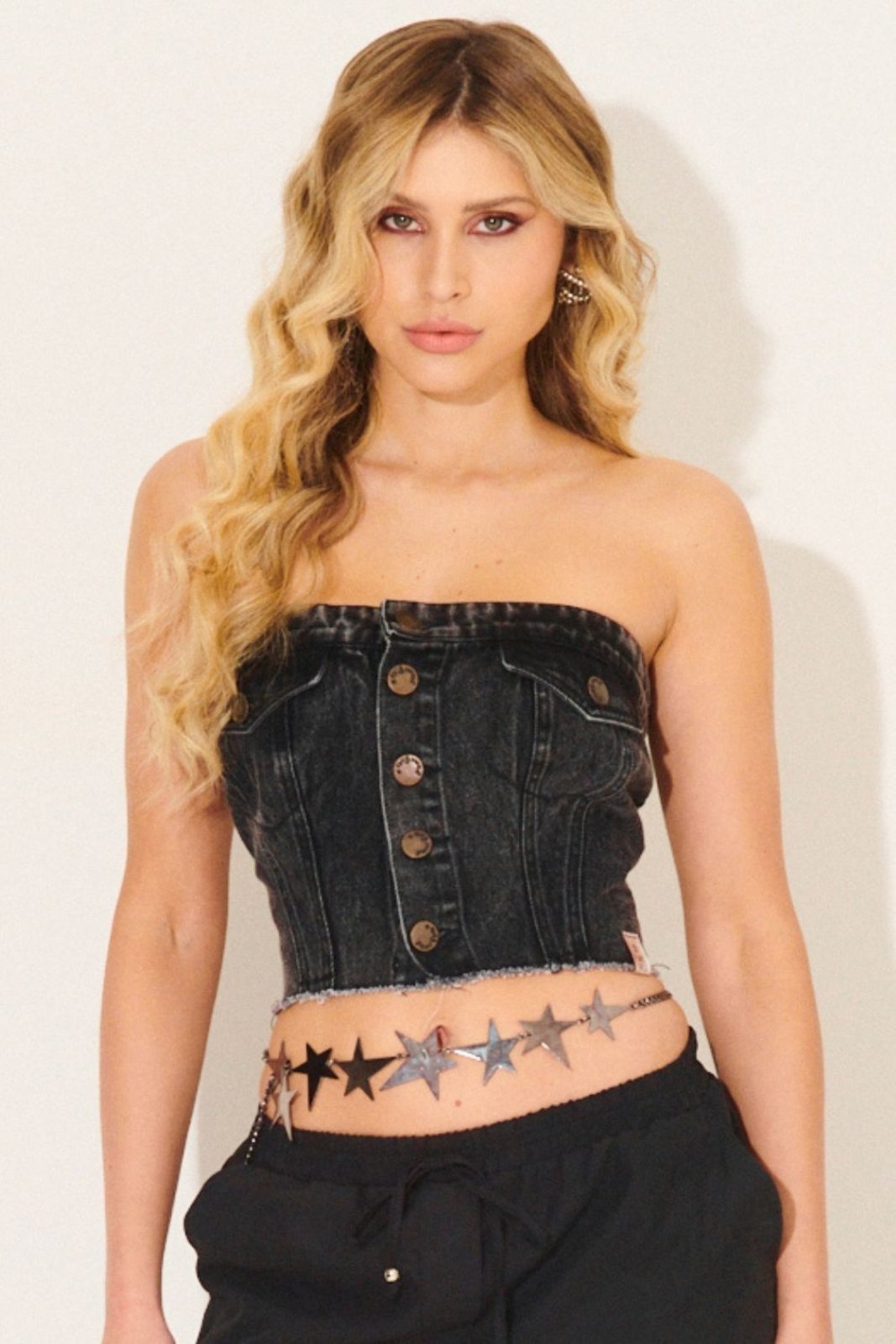 Cropped Feminino Jeans Bolsos Planet Girls Preto