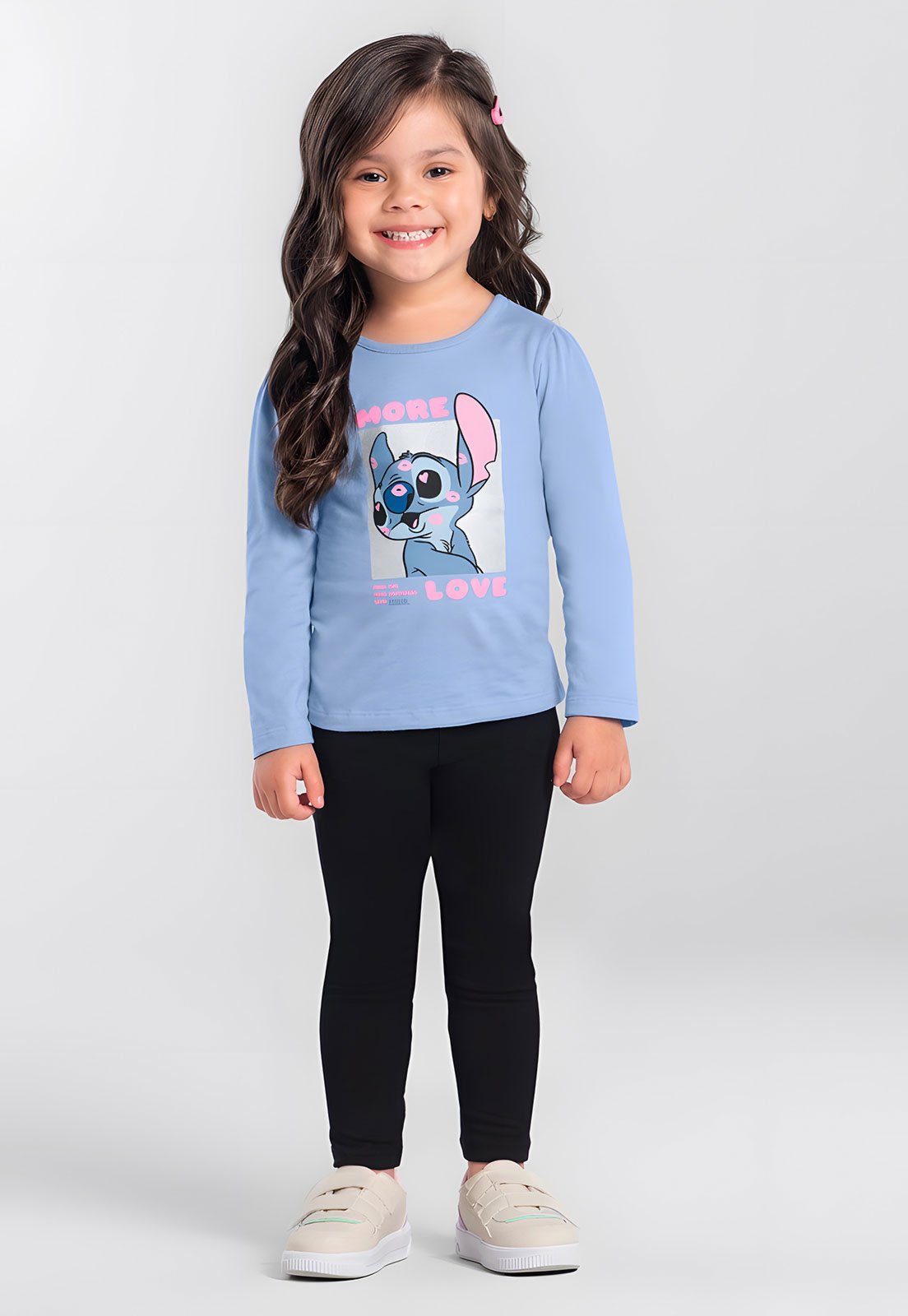 Camiseta Brandili Estampa Stitch Azul