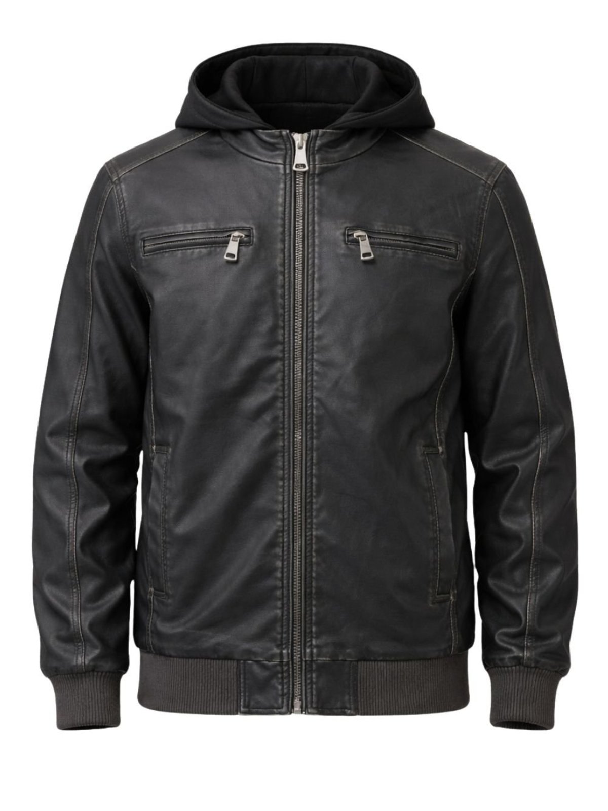 Jaqueta Masculina em PU Com Capuz Removível Crocker - 50455