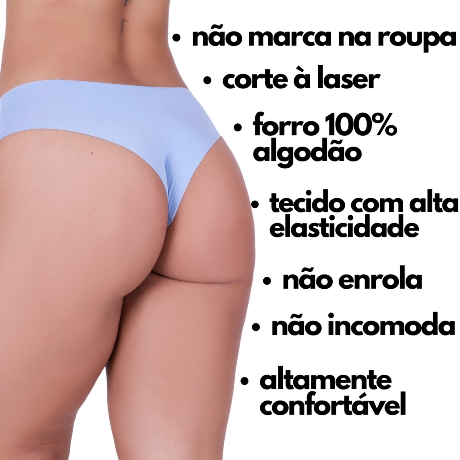 Vista 3 Kit 10 Calcinhas Sem Costura Tanga Corte Laser Não Marca Preto/Bege Concept Lingerie multicolorido Concept Lingerie multicolorido