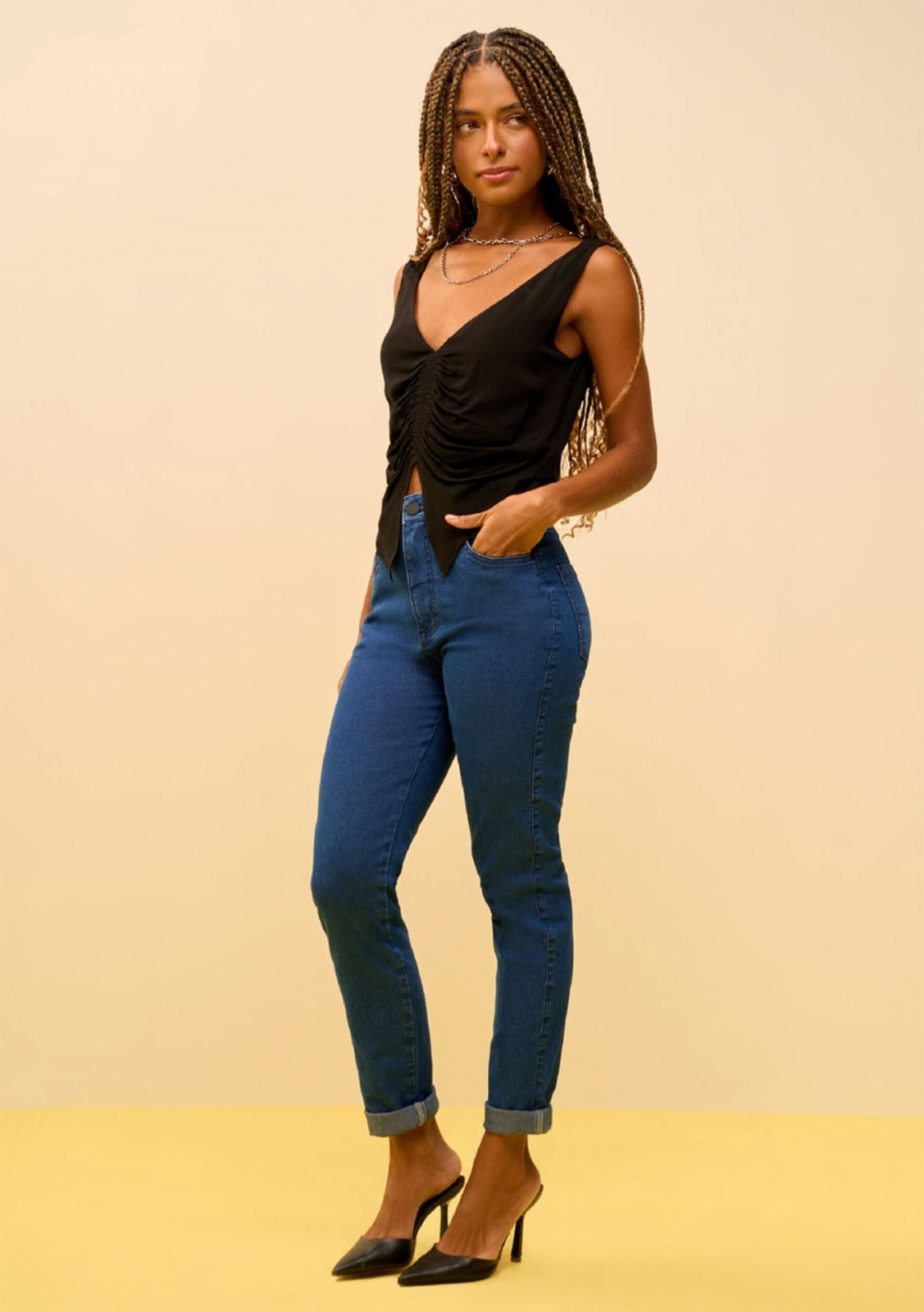 Vista 2 Calça Zinco Skinny Alta preto Zinco preto