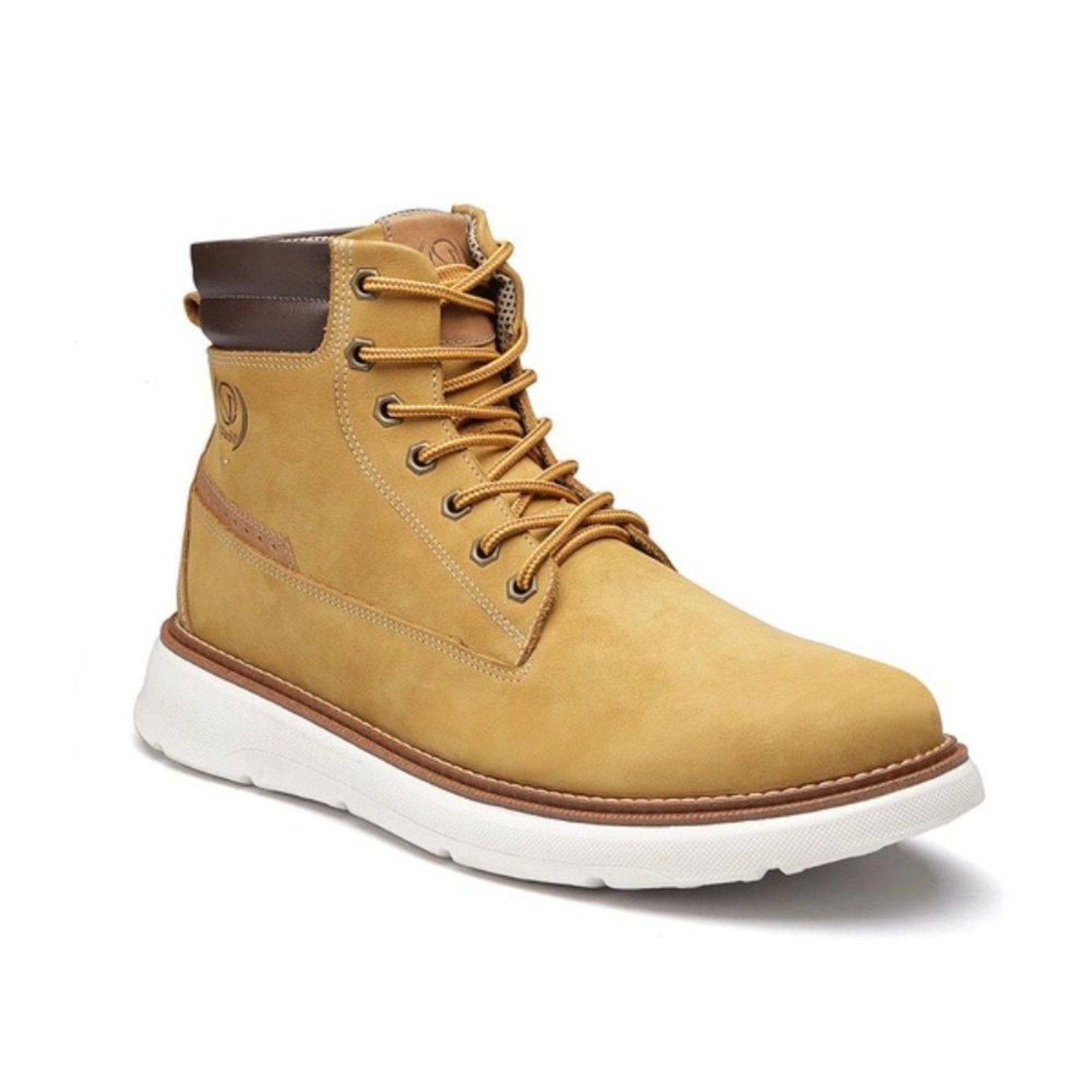 Bota Masculina Sneaker Boot VNT Couro Legítimo Zíper Lateral Mostarda