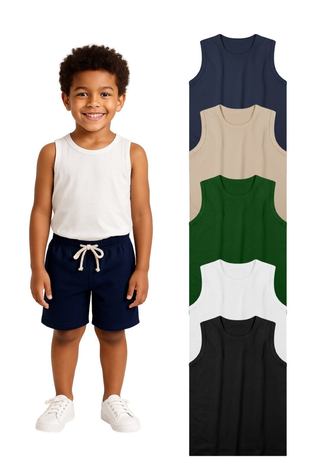 Vista 2 Infantil - Kit Sortido 5 Regatas Menino Babei no Look multicolorido Babei no Look multicolorido