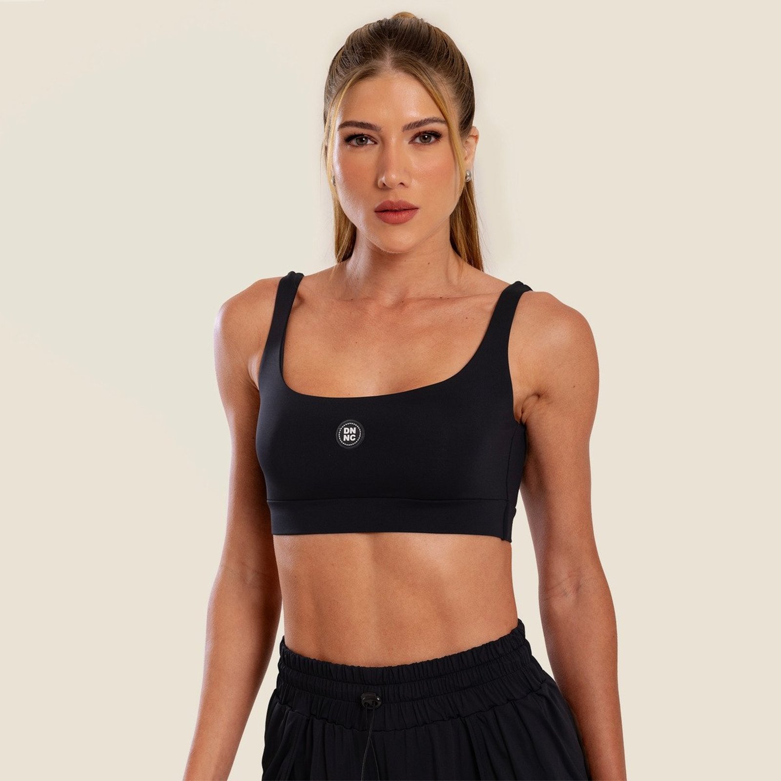 Top Dazzle Preto Poliamida Soft Com Bojo Donna Carioca