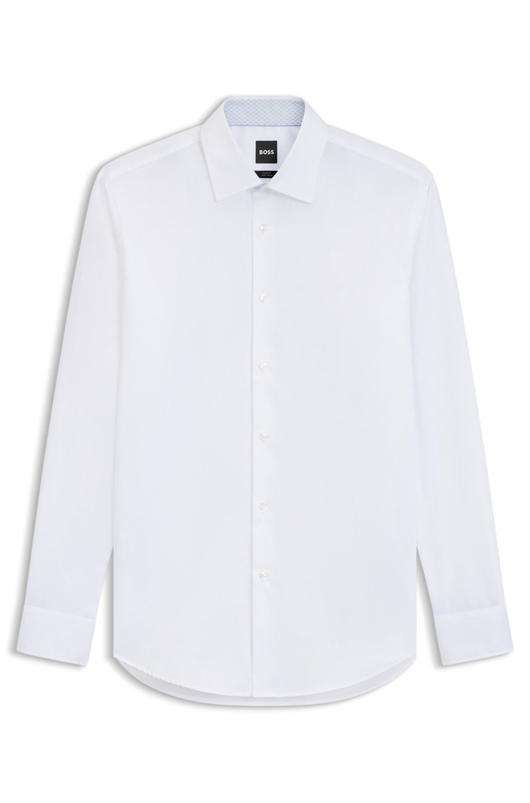 Camisa De Ajuste Slim Em Popelina De Algodão