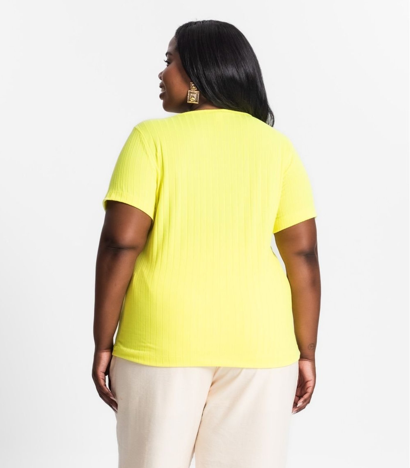 Vista 3 Blusa Malha Delicate Plus Infinita Cor laranja INFINITA COR laranja