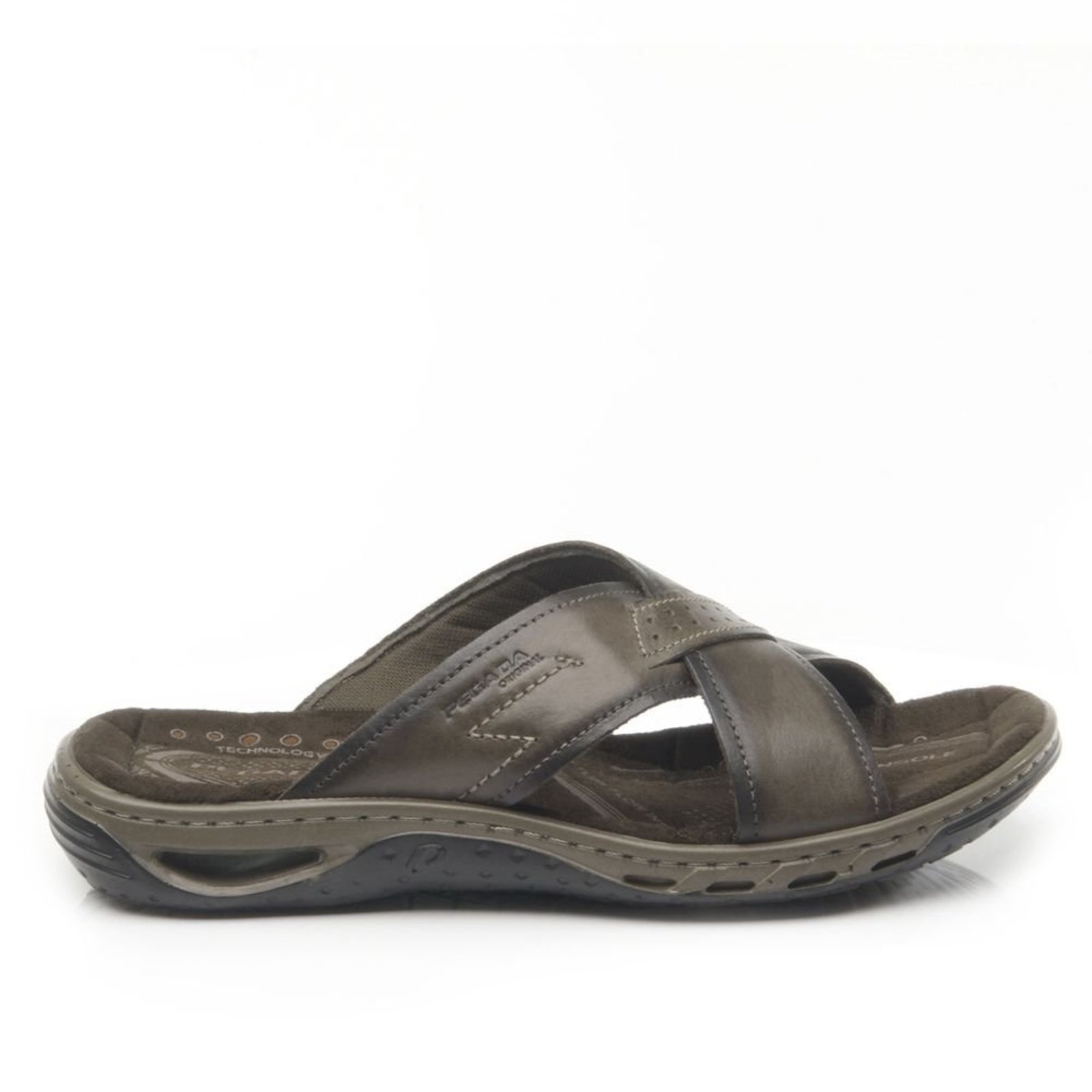 Chinelo Pegada Masculino em Couro Cravo 131661-03 44