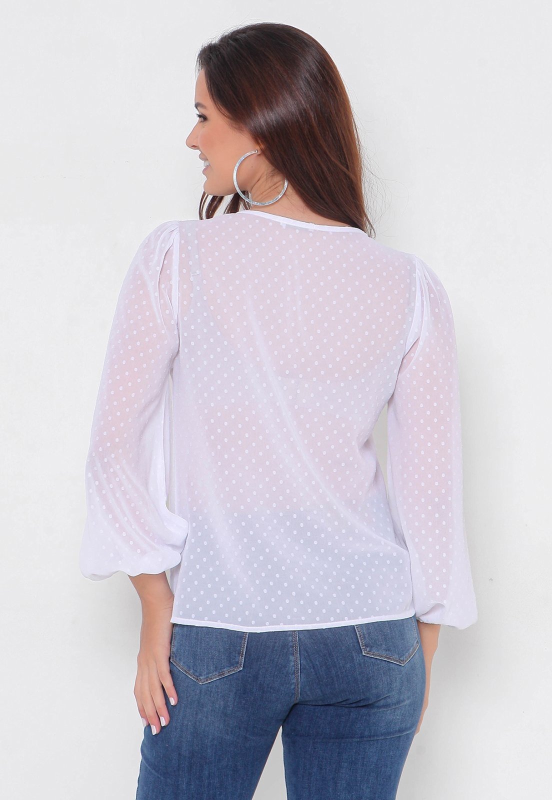 Vista 3 Blusa Intens Manga Longa Devorê Poá amarelo Intens amarelo