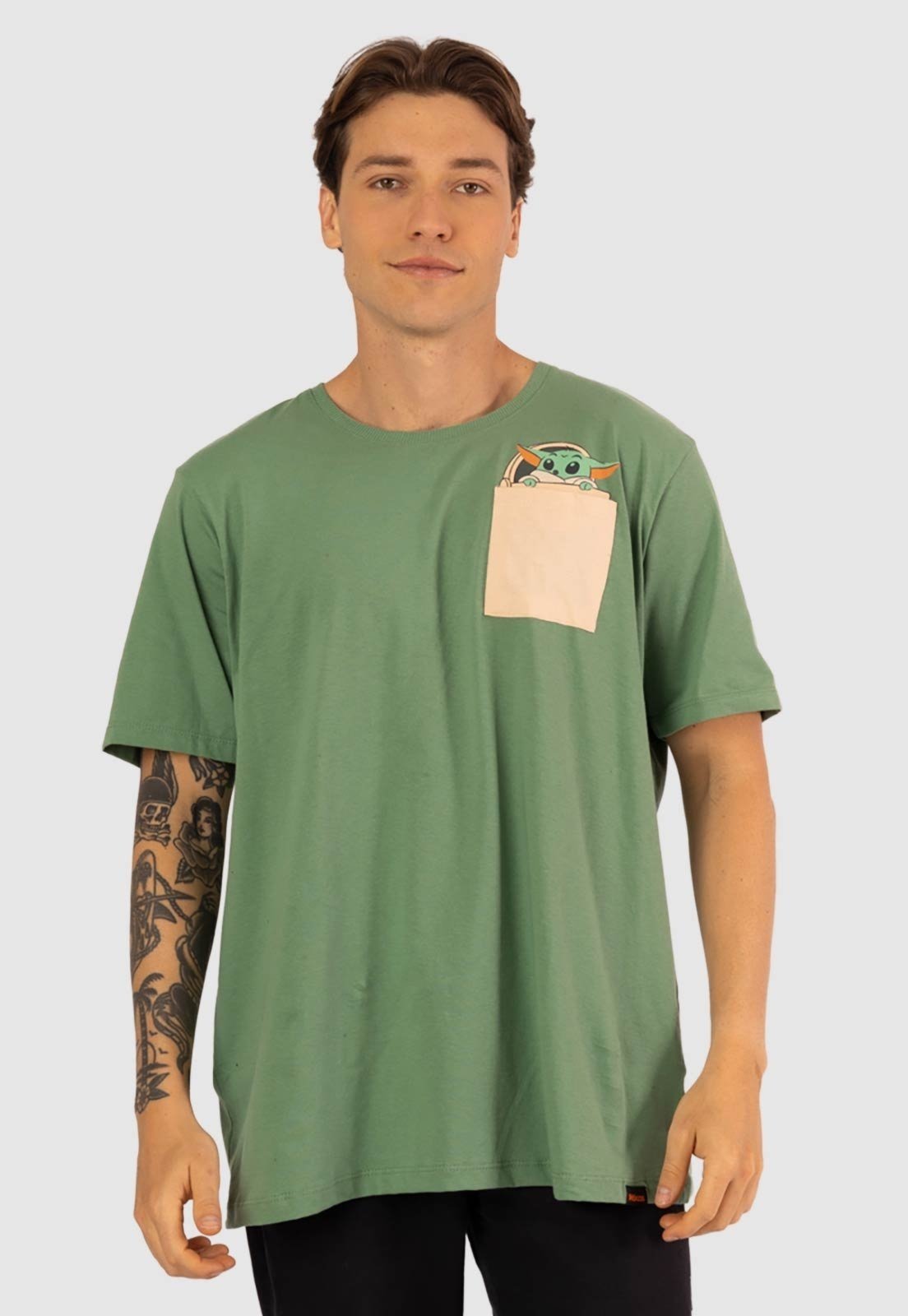 Camiseta Piticas Star Wars Grogu e R2-D2 Verde