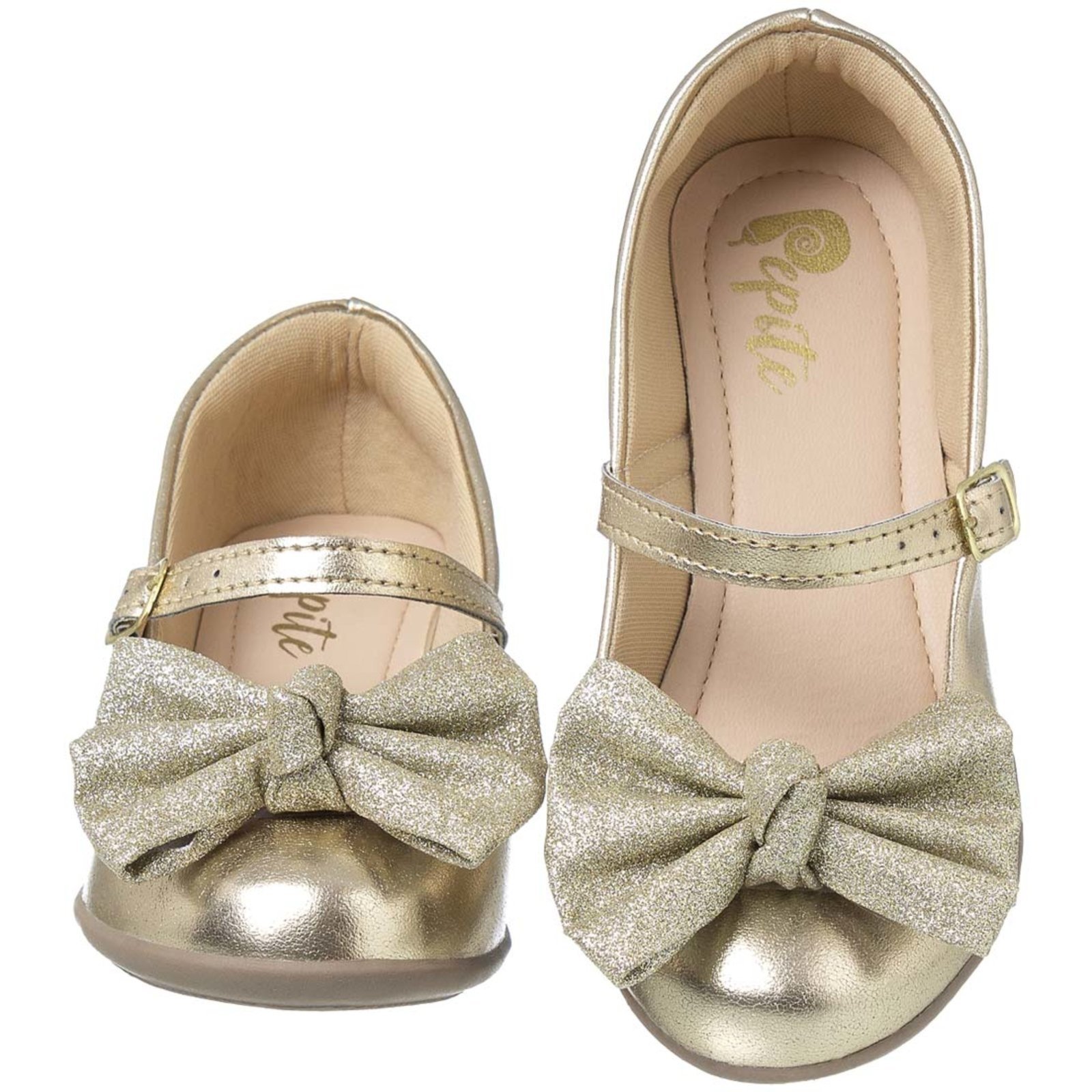 Infantil – Sapatilha Feminina Dourada Glitter Moda Pepite