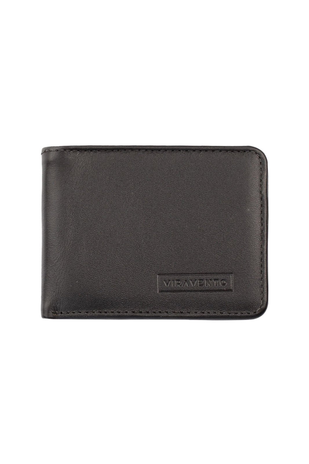 Carteira Vira Vento Masculina Pequena De Couro Italiano Joel 8x10cm – Preta