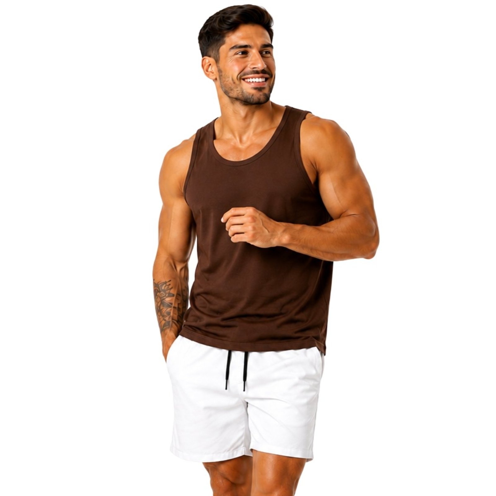 Conjunto Masculino Regata Algodão e Short Tactel Leve