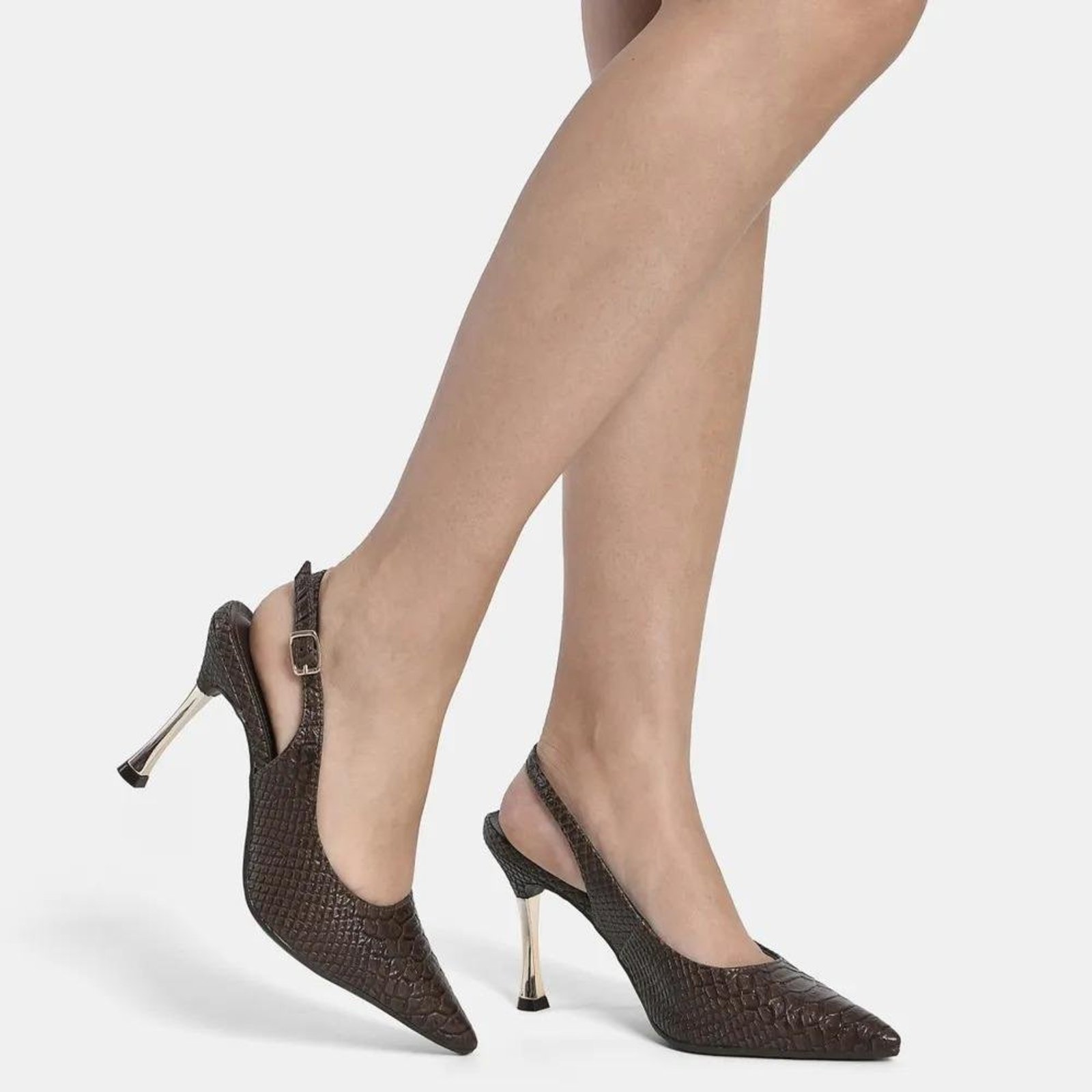Scarpin Via Marte Feminino Salto Fino Conforto Marrom