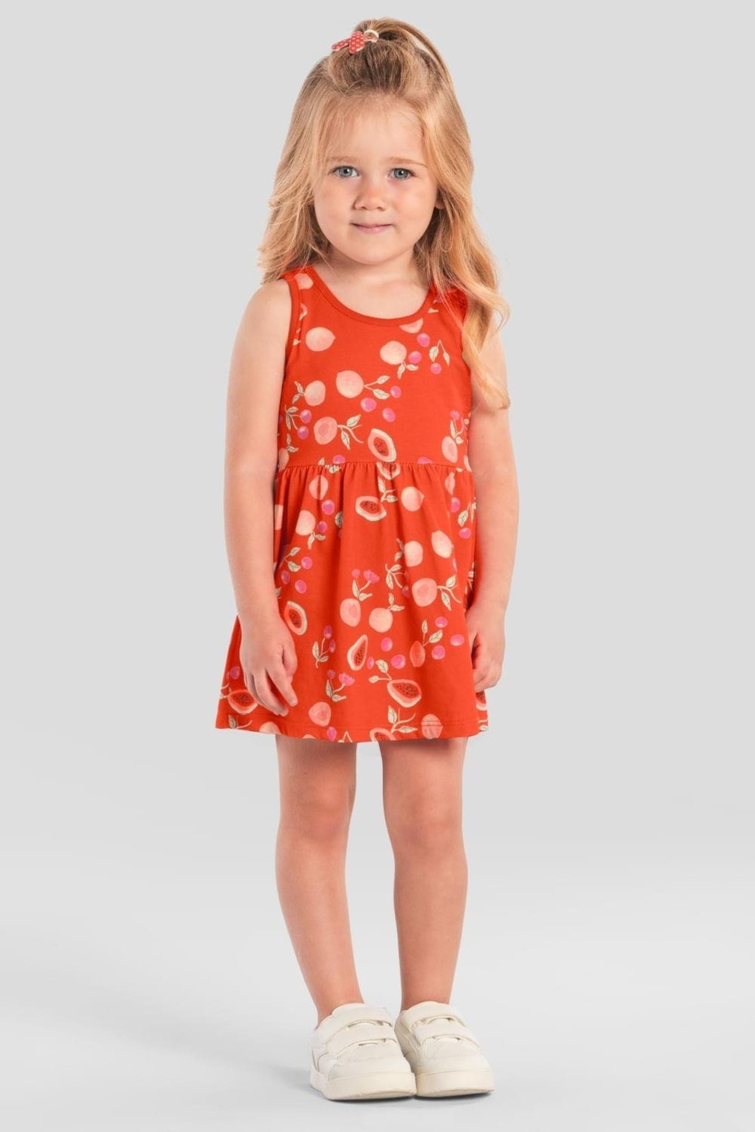 Vista 2 Infantil - Vestido menina de frutas Brandili vermelho