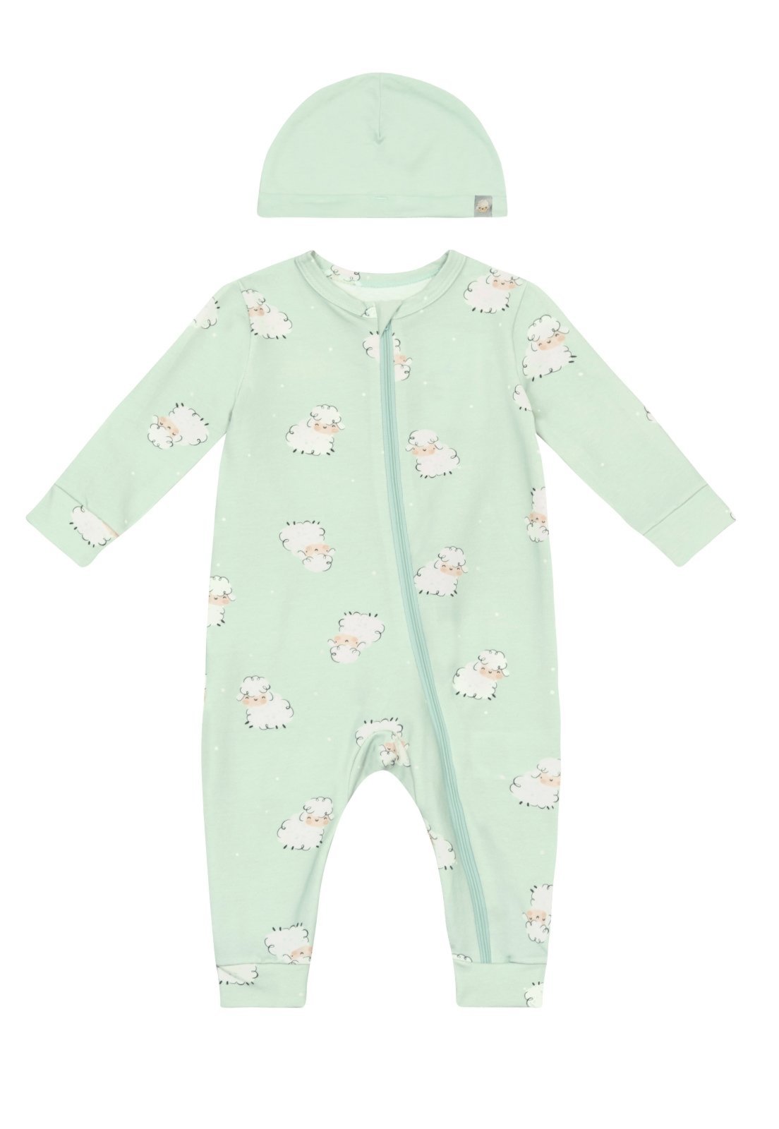 Infantil - Macacão unissex em cotton com touquinha Brandili Baby