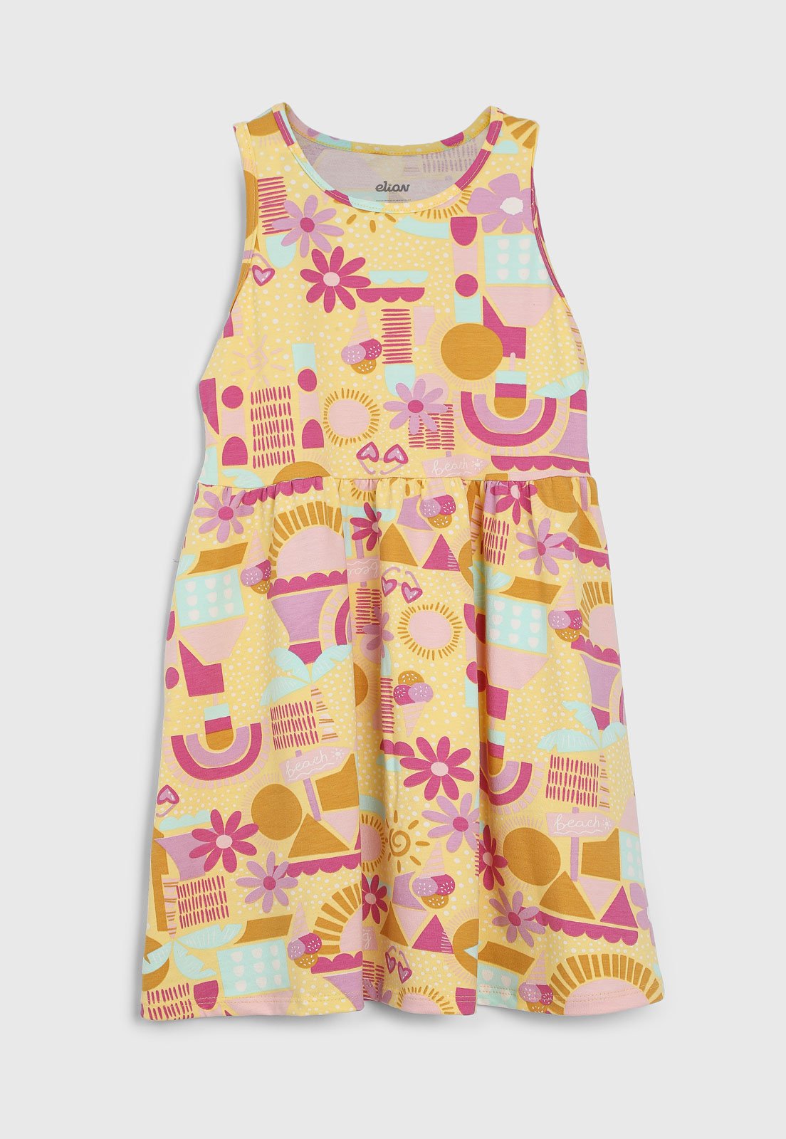 Vista 2 Infantil - Vestido Elian Estampado Curto amarelo Elian amarelo