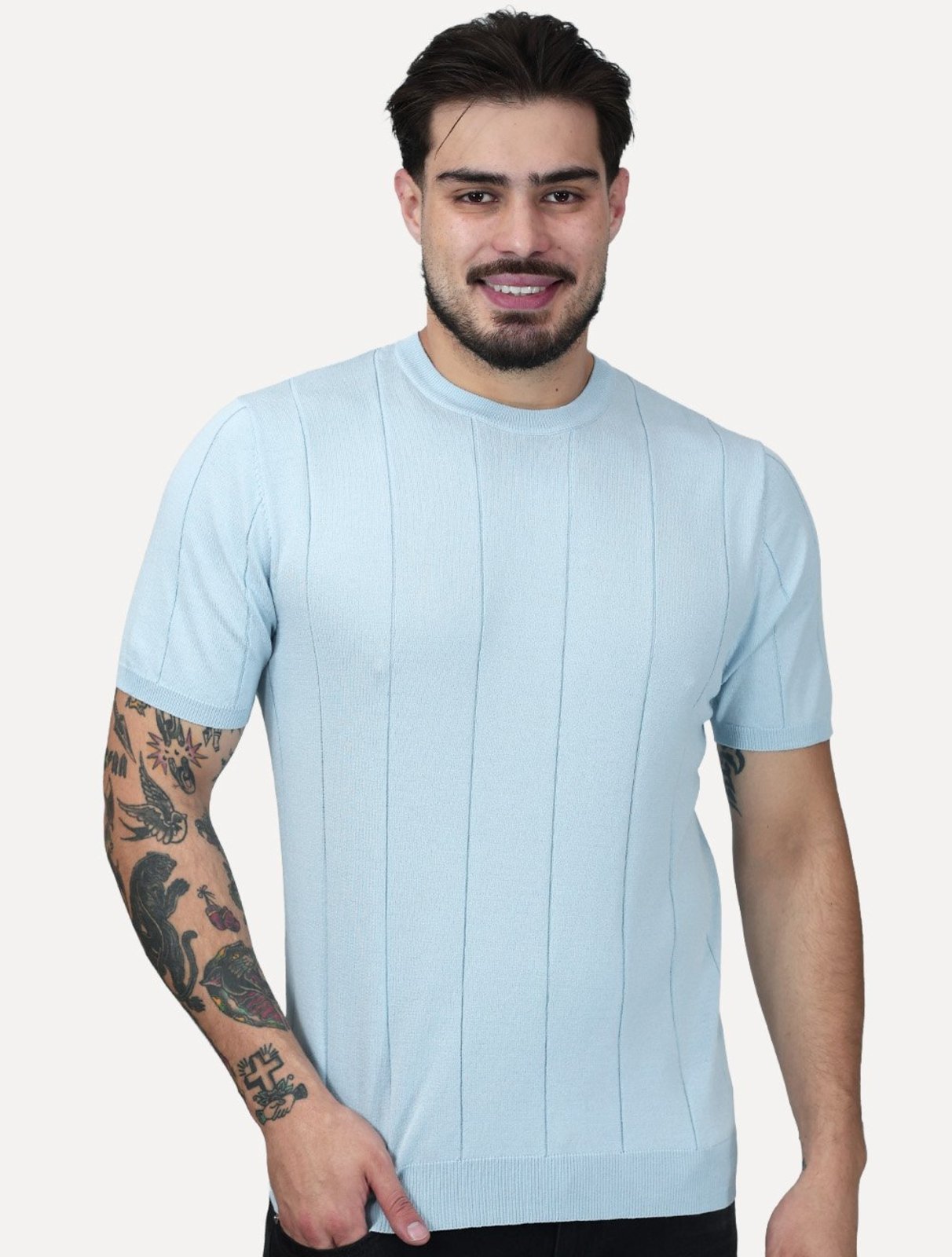 Tricô Dixen Manga Curta Gola Careca Azul