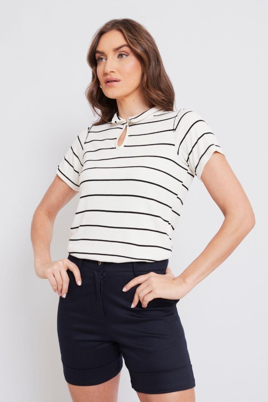 Blusa Rubinella Malha Polo Gota Off White