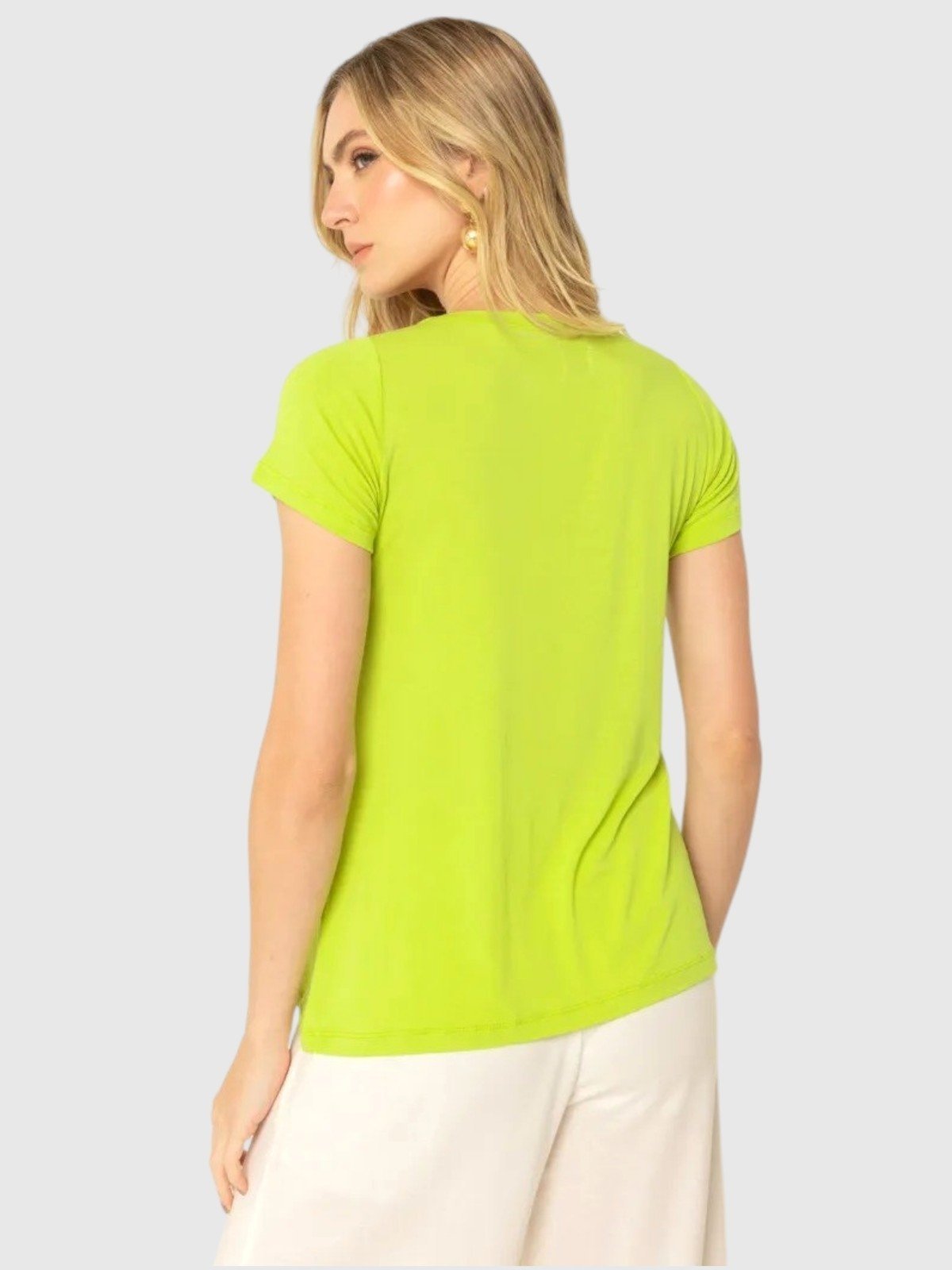 Vista 3 Camisa Baby Look D Bell Outlet Fashion Gola Redonda Limão verde D BELL OUTLET FASHION verde