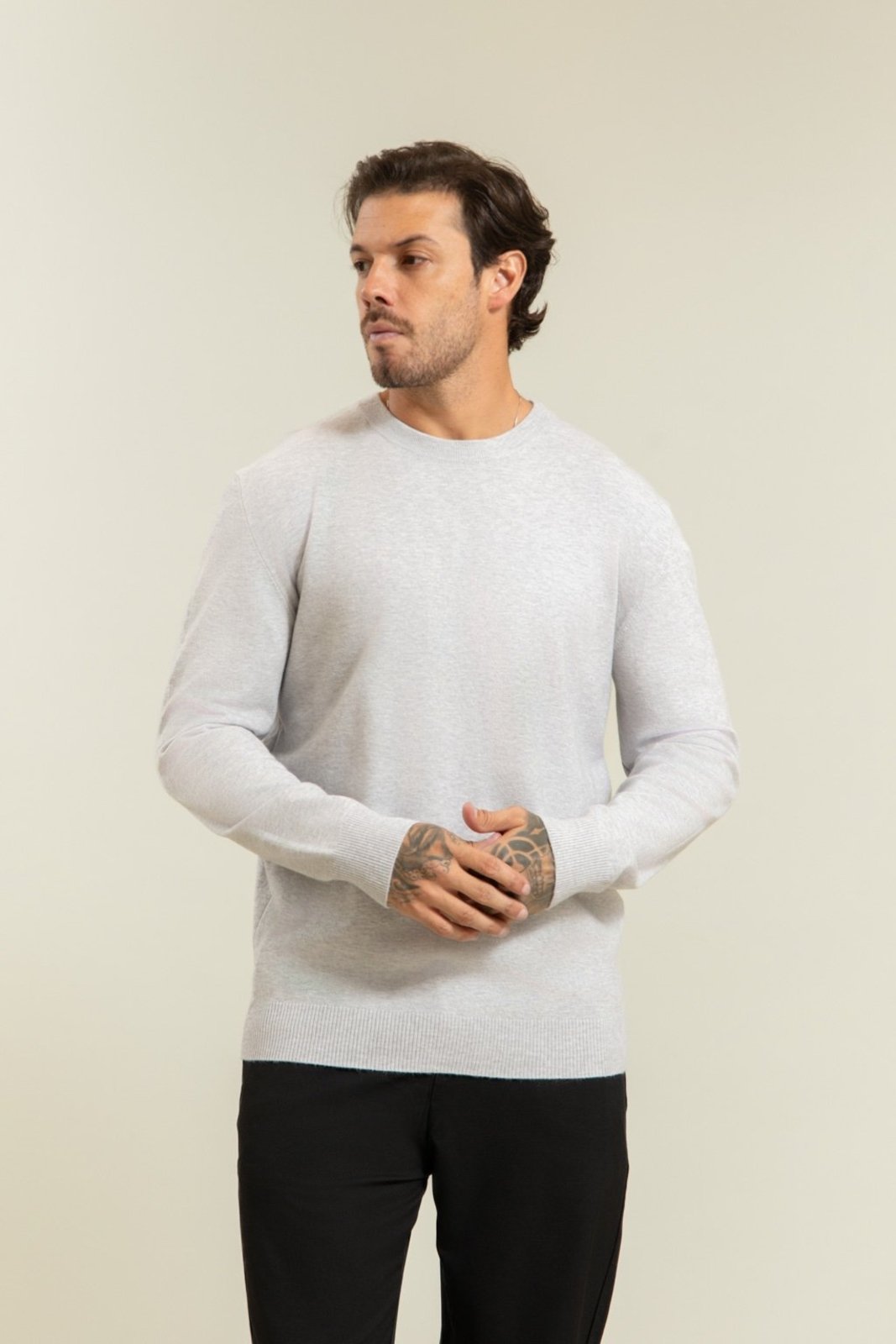 Suéter de Tricot Masculino Mix Cashmere Cinza Dialogo