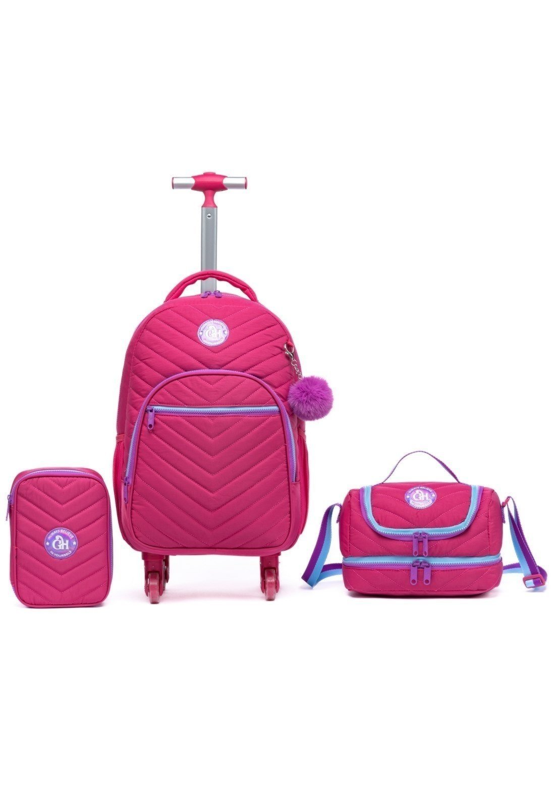 Infantil - Kit Mochila Lancheira Estojo Guelph Reforçada Rodinha Escolar