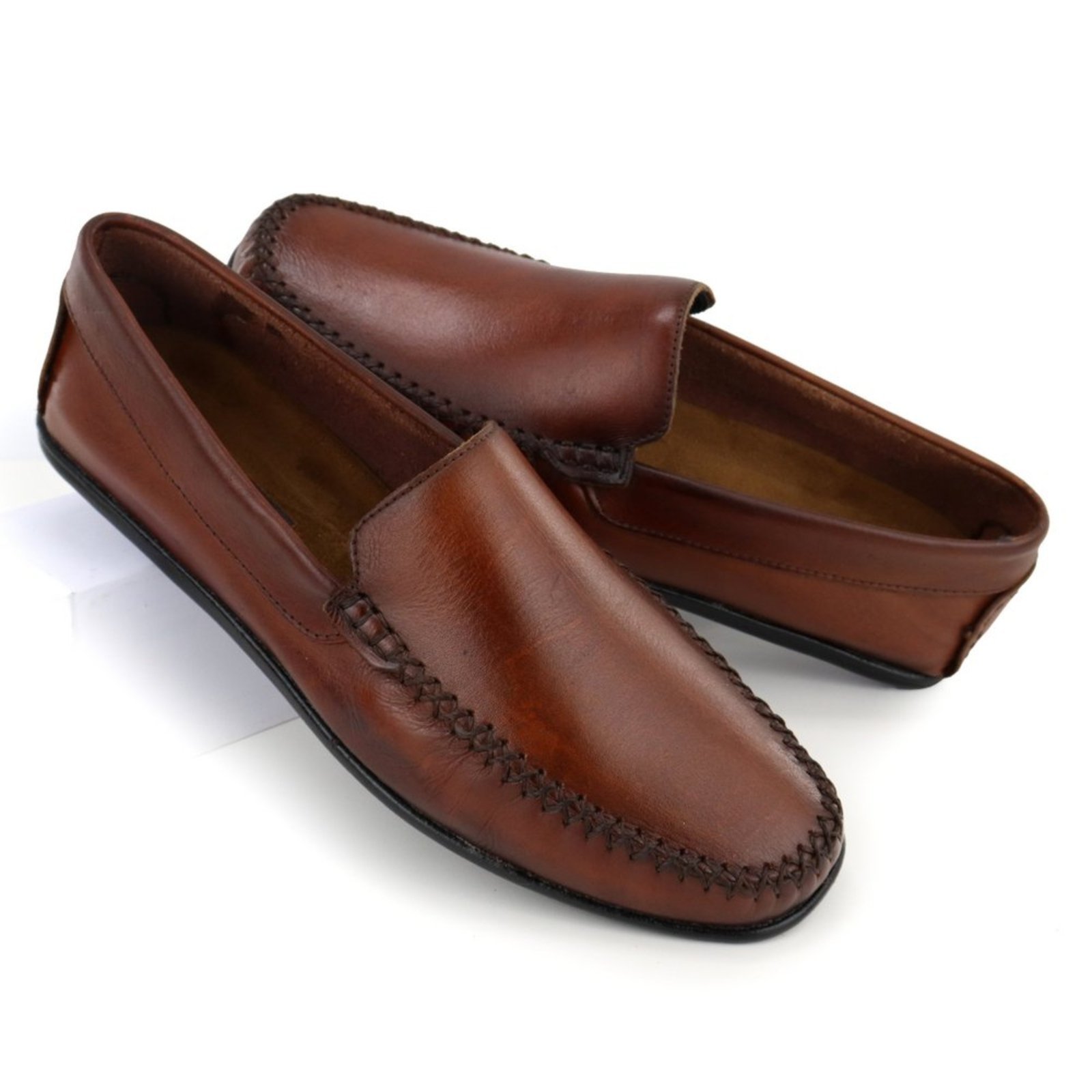 Sapato Mocassim Masculino Penny Loafer Elegante Couro Soft 608 Marrom