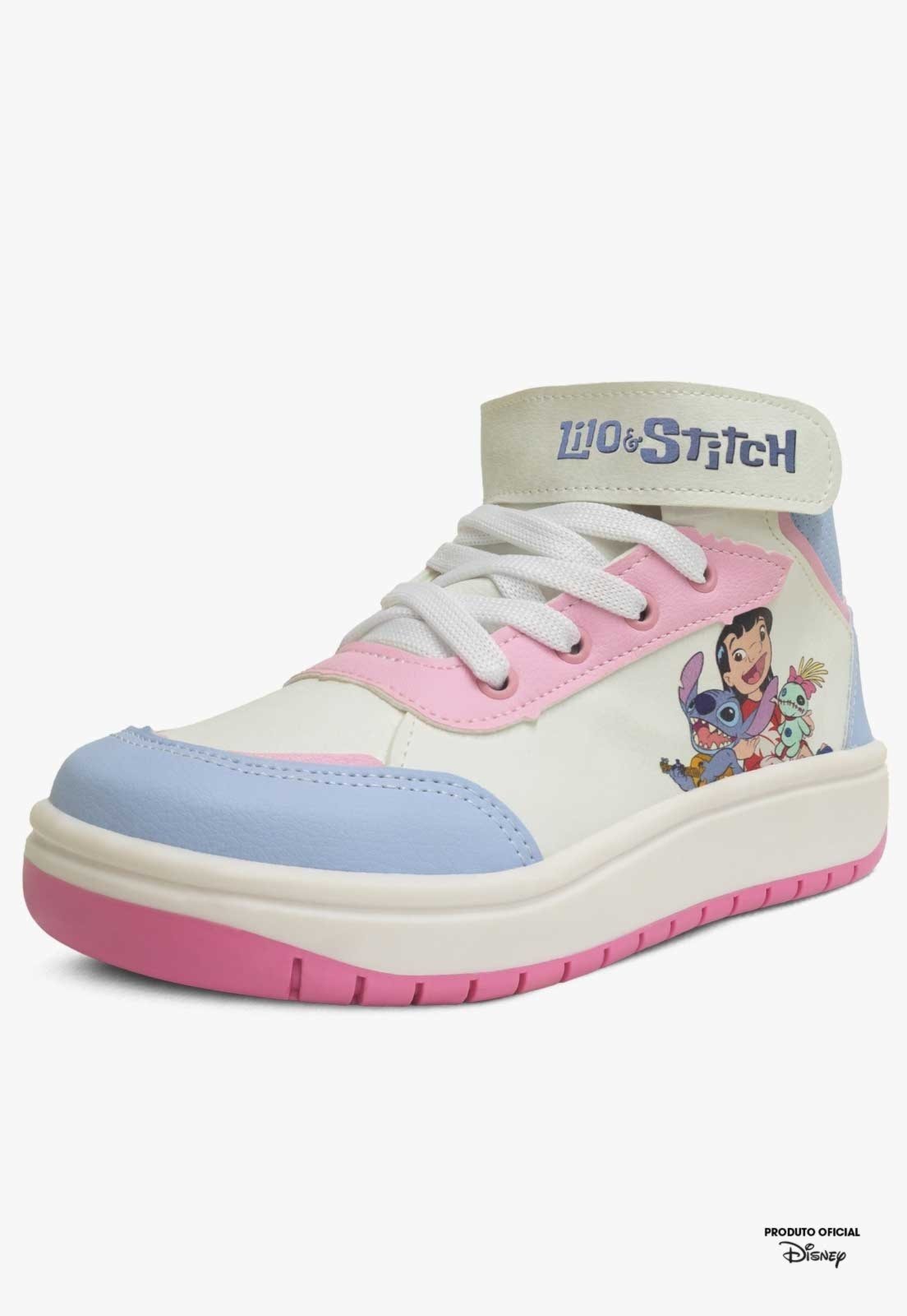 Infantil - Tênis Cano Alto Stitch Menina Disney Original Branco